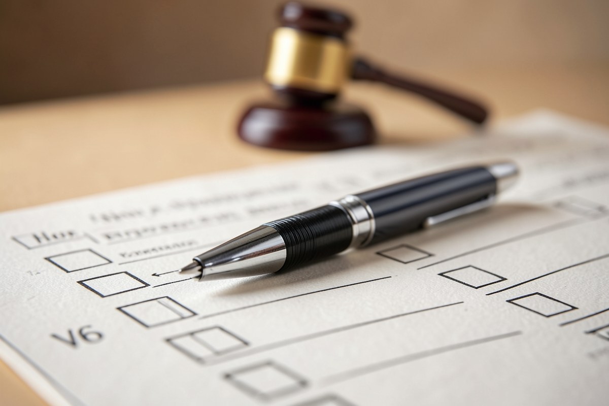 A pen resting on a document with a checklist visible, symbolizing editorial review.