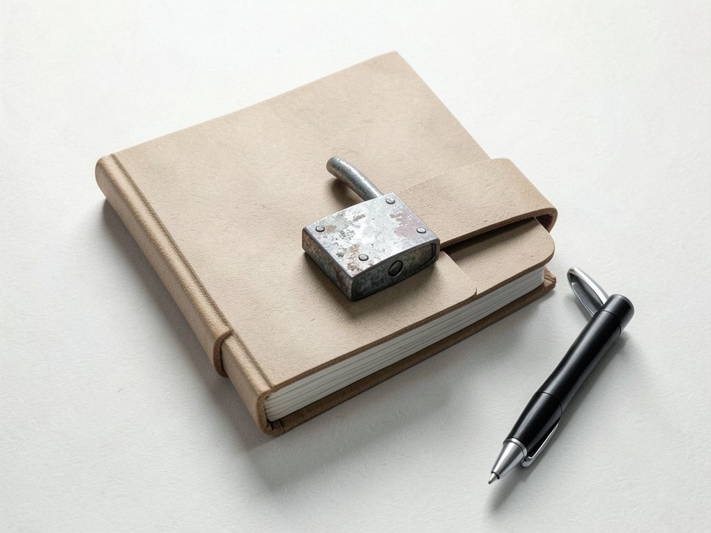 A lock on a diary or notebook, representing data privacy.