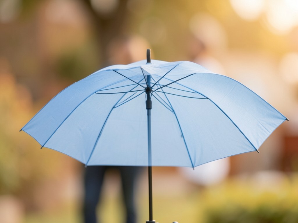 An umbrella providing cover, suggesting protection and caution.