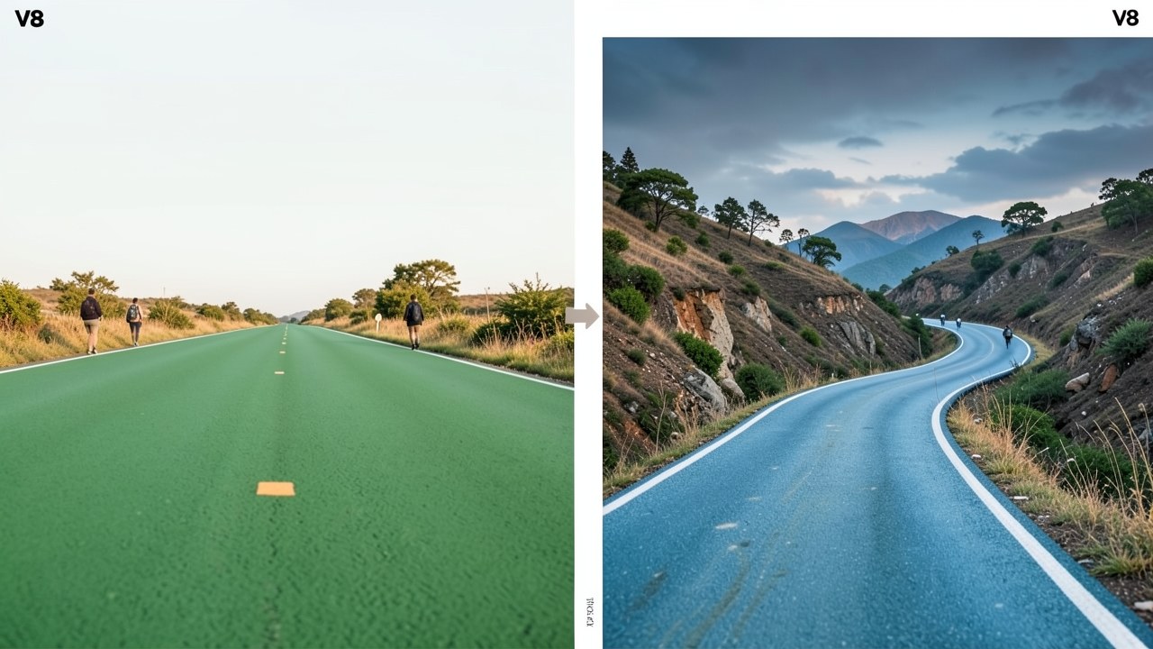 A smooth road versus a wavy road with arrow signs, representing fixed and variable rates.