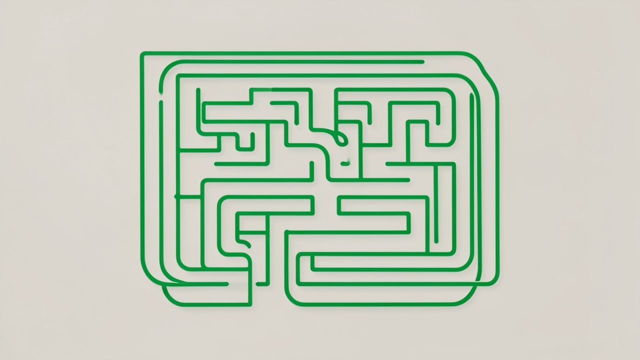 A maze with a clear path leading to an exit, symbolizing the refinancing process.